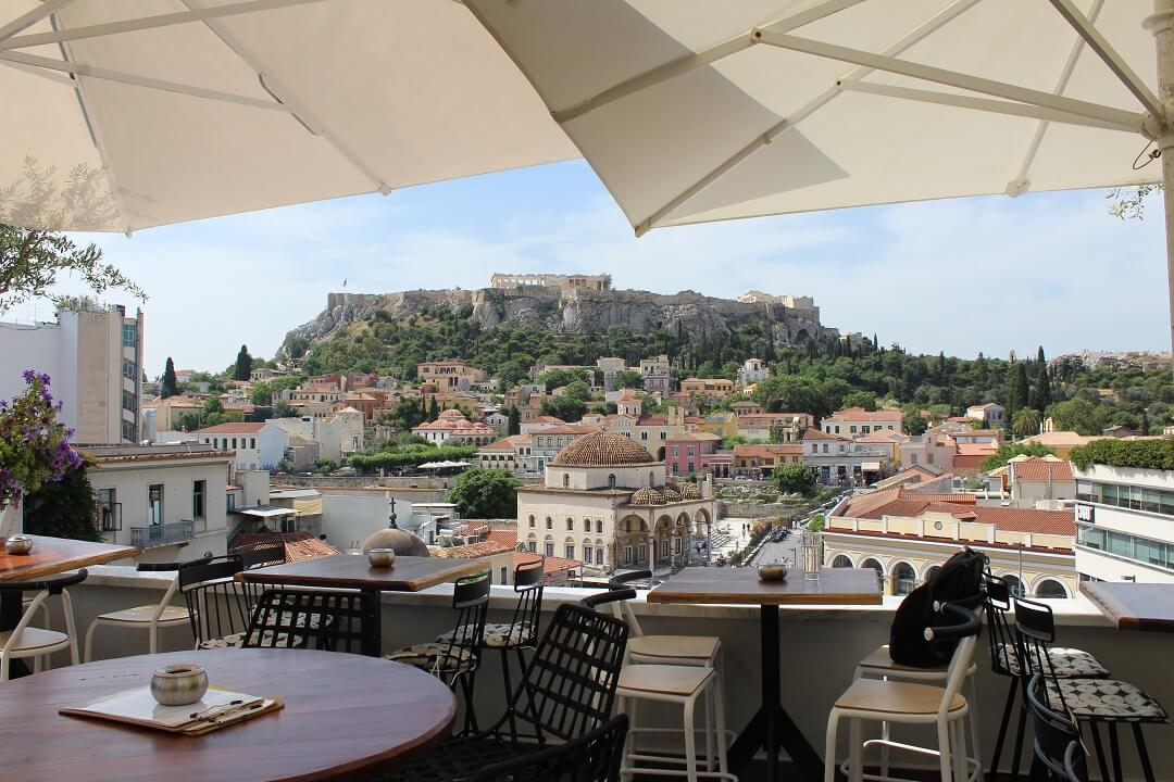 Athens by train - View on the Acropolis