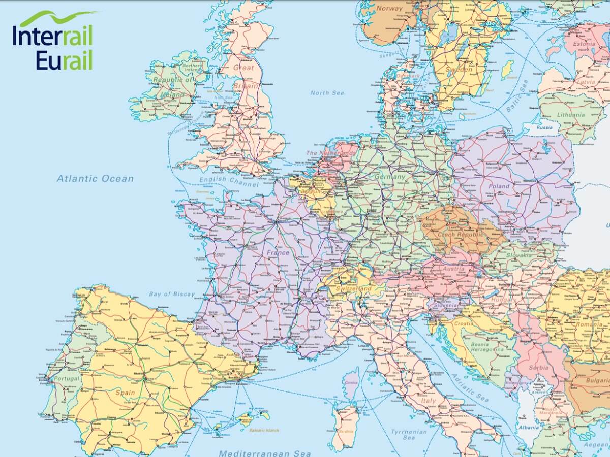 European Railway Map Interrail Map Train Map Europe Tra – NBKomputer